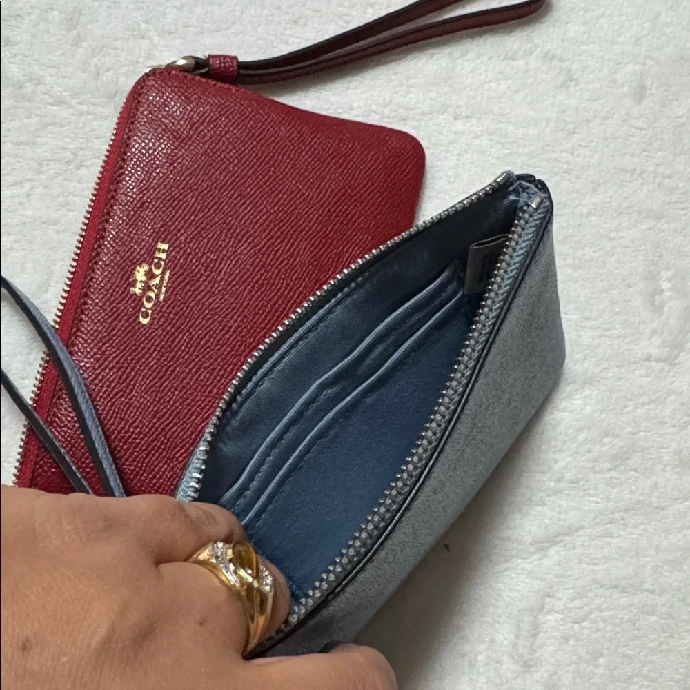 Coach Red and blue Leather Wristlet Duo